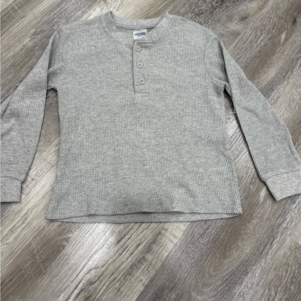 Classic Gray Long Sleeve Henley for Kids
